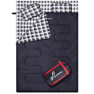Sleeping Bag for Adults: Sportneer Double Sleeping Bags with 2 Pillows for 3 seasons
