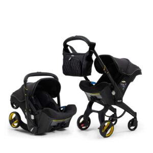 Doona+ Baby Car Seat & Travel Stroller with Matching Bag - Convertible 0+ Car Seat and Pram with 5 Point Safety Harness - Ergonomic Pushchair and Travel System - Midnight Limited Editio