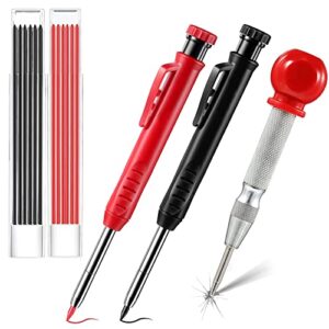 JXINLODGEG 2pcs Carpenters Pencil with 14 Refill Center Punch