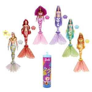 Barbie Color Reveal Mermaid Doll with 7 Unboxing Surprises: Metallic Blue with Rainbows; Water Reveals Full Look & Color Change; Gift for Kids 3 Years & Olde