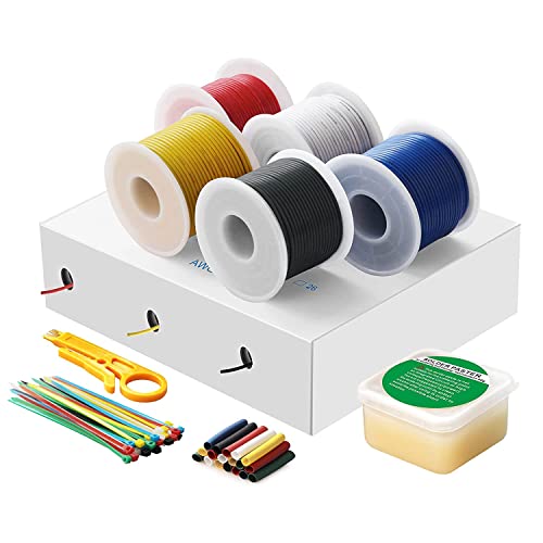 Electrical Wire-HuLuWa 0.82mm² 18 AWG PVC Electrical Wire 5 Colors(4Metre/13Feet Each) Copper Wire Stranded Wire