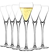 Amisglass Champagne Flutes Set of 6, Lead-free Clear Crystal Glass, Crystal Clear Clarity, Classi...