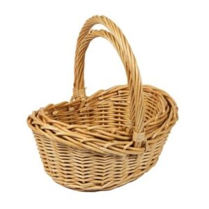 Woodluv Set of 2 Boat Shaped Wicker Hamper Storage Gift Basket