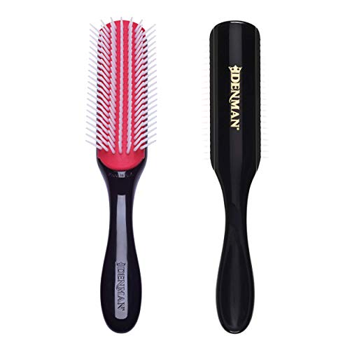 Denman Curly Hair Brush D3 (Black & Red) 7 Row Styling Brush for Detangling