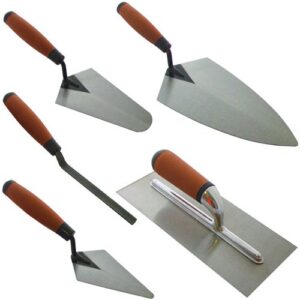 New 5PC Tradesman Trowel Set Brick Jointer Hand Brick PLASTERING Builders | Hardened & Tempered Steel Blades | Hand Tool | Professional Quality