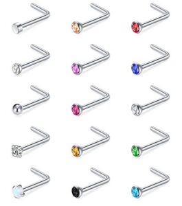 Mayhoop 6-18 Pcs 20G Nose Studs Nose Piercing Nose Ring Surgical Steel Nose Nostril CZ Inlaid Piercing Jewelry for Women Me