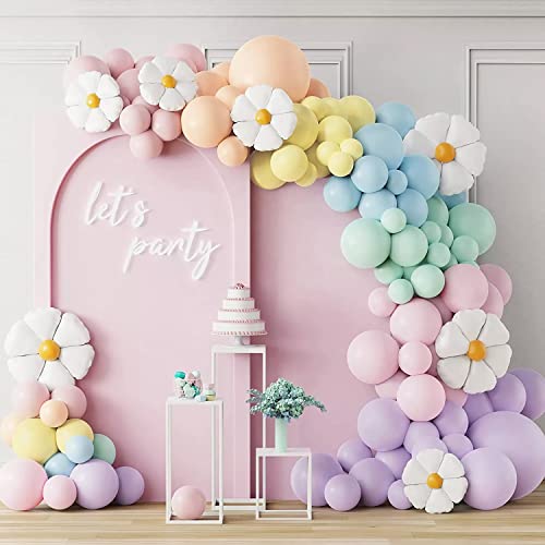 160pcs Pastel Balloon Arch Kit Macaron Dasiy Balloon Garland Kit Green Pink Blue Yellow DIY Latex Balloon Garland Arch Kit Party Decorations for Birthday Wedding Baby Showe
