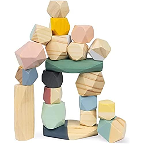 Janod - Wooden Stacking Stones - Sweet Cocoon Collection - Early-Learning Toy