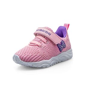 Baby Girls Trainers Non Slip Kids Toddler Little Girl Sneakers First Walking Shoes for Crib Daily Casual Outdoor Lightweight Breathable Cute Swee