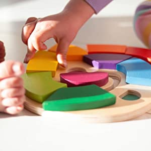 rainbow wood toy colour happy snake game shape recognition child educational toddler counting number