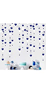 silver blue white heart garlands