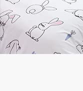 ArtisticHome Rabbit Duvet Cover Set Cute Girls Bedding, Kids Lovely Double Comforter Cover with P...