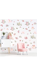 Watercolor Peony Flowers Wall Stickers