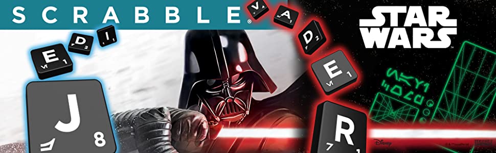 Mattel Games Scrabble Star Wars Edition Family Board Game with Galaxy Cards & Spacecraft