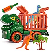 TOEY PLAY Construction Vehicle Take Apart Toy, Dumper Truck with Screwdrivers, Triceratops Dinosa...