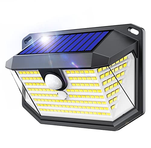 Solar Graden Lights Outdoor Super Bright Wireless 178 LED Solar Wall Lights 270° Wide Angle Solar Motion Sensor Lights IP65 Waterproof Outside Solar Powered Flood Lighting for Fence Garden            [Energy Class A+++]