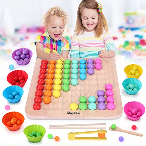 Japace Wooden Clip Beads Montessori Toys for Toddlers
