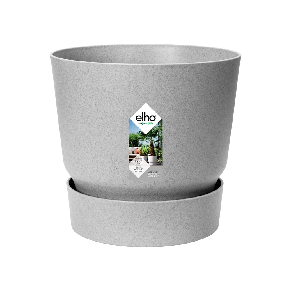 elho Greenville Round 30 - Flower Pot for Outdoor - Ø 29.5 x H 27.8 cm - Grey/Living Concrete