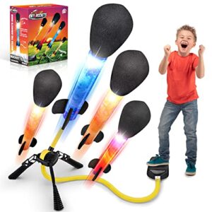 Dislocati 4pcs LED Flash Light Stomp Toy Rocket Outdoor Toys Garden Toys Birthday Gifts for Kids
