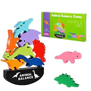 Kid’s Wooden Toys Dinosaur Building Blocks Balance Stacking Toys Educational Toys Christmas Birthday Gifts for 3 4 5 6 Year Old Boys Girls (Dinosaur World)