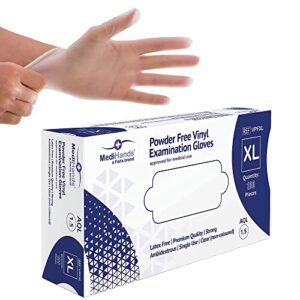 MediHands Clear Vinyl Gloves X Large Disposable Examination Gloves