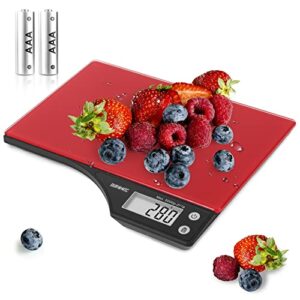 Duronic Digital Kitchen Scales KS350 | Red Design with Glass Platform | 5kg Capacity | Clear LCD Display | Add & Weigh Tare | 1g Precision | Measure Ingredients for Cooking & Baking