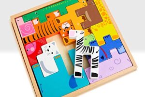 Beehive Toys & Gifts Wooden Animal Building Block Puzzle