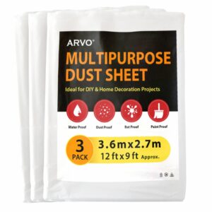 ARVO Large Plastic Dust Sheets for Decorating - 12ft X 9ft (3.6m x 2.7m)
