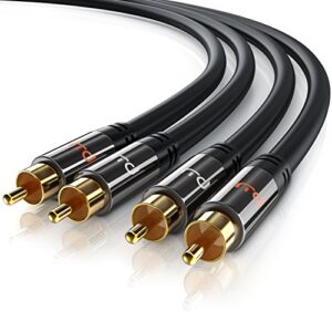 Primewire - RCA Cable 0.5m HQ Audio - 2RCA to 2RCA Male Stereo Audio Cable for Surround Sound Dolby Digital DTS - Metal Shell Casing Gold Plated for DJ Controller
