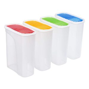 Invero 4 Piece Set of Plastic Kitchen Storage Box Dry Food Dispenser Container 2.5L with Air Tight Lid ideal for Cereals