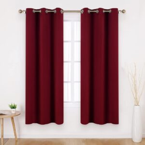 HOMEIDEAS Burgundy Blackout Curtains 2 Panels 46 X 72 Inch Drop Room Darkening Eyelet Curtains for Bedroom Living Room