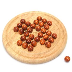 The Magic Toy Shop Peg Solitaire with Wooden Marbles Board Game 21cm Traditional Game of Strategy