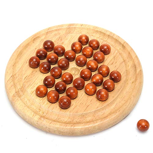 The Magic Toy Shop Peg Solitaire with Wooden Marbles Board Game 21cm Traditional Game of Strategy
