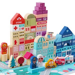 Voamuw Wooden Building Blocks for 3-6 Years Old Toddlers