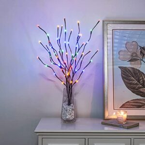 Vanthylit 3PK Twig Lights 76cm Decorative LED Twigs with 60 Multi-Colour LEDs Waterproof Pathway Branch Lights Mains Powered for Indoor Outdoor Home Party Festival Valentine's Day Decoratio
