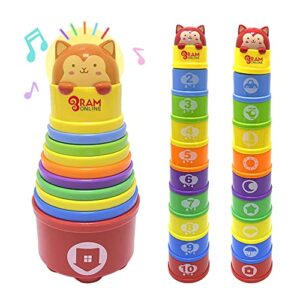 Ram® 11 Piece Baby Stacking Cups For 1 Year Old Girls Boys Educational Baby Toys Stacking Tower Lights And Sounds