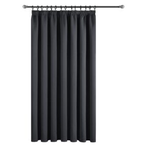 Topfinel Grey Curtains 90x90 for Bedroom Blackout Pencil Pleat Thermal Insulated Curtains for Living room Soundproof Extra Long Curtains