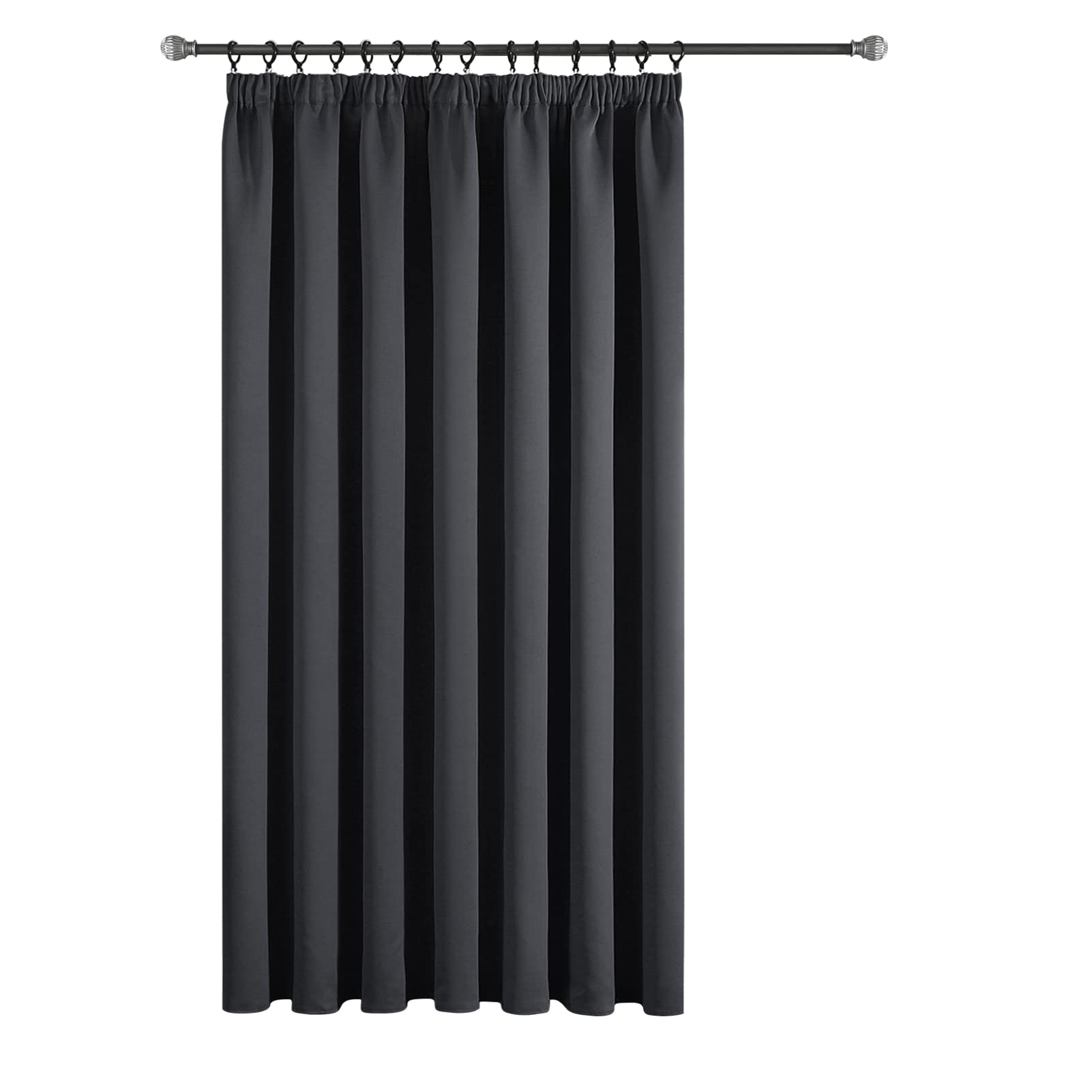 Topfinel Grey Curtains 90x90 for Bedroom Blackout Pencil Pleat Thermal Insulated Curtains for Living room Soundproof Extra Long Curtains