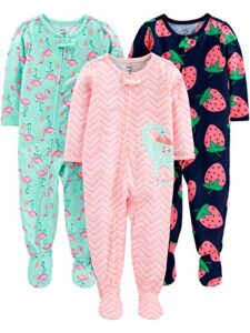 Simple Joys by Carter's Toddlers and Baby Girls' Loose-Fit Polyester Jersey Footed Pyjamas