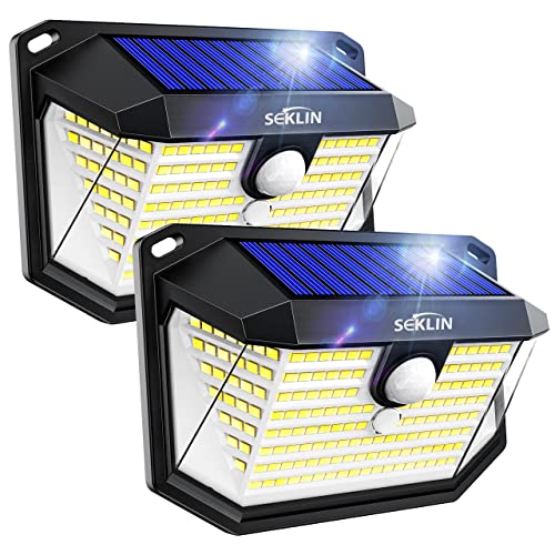 Solar Graden Lights Outdoor Super Bright Wireless 178 LED Solar Wall Lights 270° Wide Angle Solar Motion Sensor Lights IP65 Waterproof Outside Solar Powered Flood Lighting for Fence Garden            [Energy Class A+++]