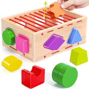 COOLJOY Wooden Montessori Toys for 1 Year Old Girls | Wooden Toys 1 Year Old Baby Sensory Shape Sorting Toys | Shape Sorter Cube 12 Months Boys Girls Gift for Toddlers 1 2 Years Old