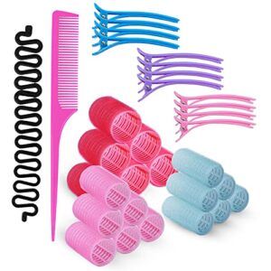 Rollicky Velcro Hair Rollers Set (32Pcs) - 18 Self Grip Velcro Hair Rollers for Hair Volume & Styling (6 Small