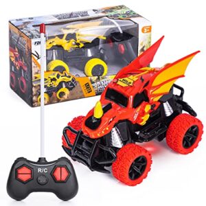 Vubkkty RC Car Toys for 3-6 Year Old Boys Dinosaur Remote Control Cars Mini Dino Cars for Kids 4-Channel RC Monster Car Outdoor Indoor Christmas Birthday Gifts Prese