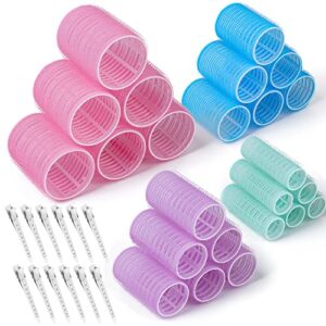 36 Pcs Hair Rollers with Clips Thrilez Self Grip Jumbo Hair Roller Include 48mm 40mm 30mm and 20mm