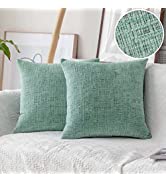 Home Brilliant Green Cushion Covers for Scatter Cushions, Decorative Chenille Square Pillow Cases...