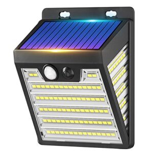 Solar Lights Outdoor Motion Sensor - 121 LEDs Solar Power Security Light Led Wall Lighting for Garden Patios