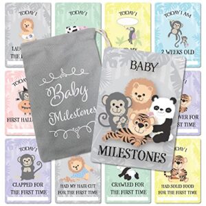 Baby Milestone Cards – 57 Keepsake Moments | First Year Memories | Personalise | Unisex | Mum to be Gift | Baby