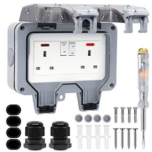 Double Outdoor Socket Waterproof Outside Plug Socket Weatherproof IP66 Wall Electrical Outlet