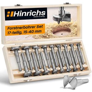 Hinrichs Forstner Bit Sets 17 items in a case - Forstner Drill Bit Set 40mm to 15mm - for various tasks