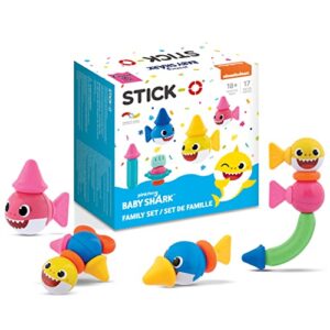 Stick-O Baby Shark Family Magnetic Building Blocks Toy. Stacking And Sorting Toy For Preschool Children.